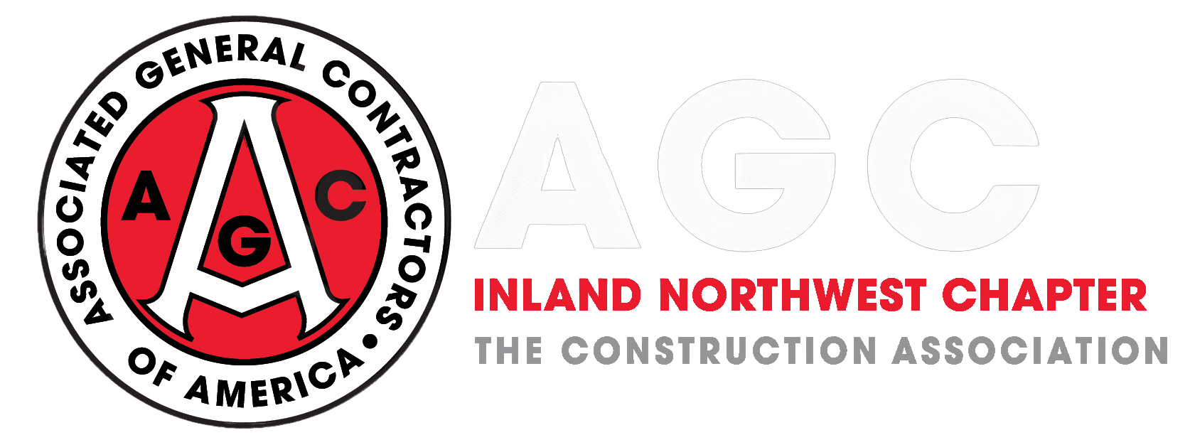 Logo of the Associated General Contractors of America (AGC) Inland Northwest Chapter, featuring a circular emblem with the letters AGC and the text "THE CONSTRUCTION ASSOCIATION.